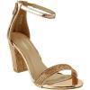 image:imageTOP Moda Womens Chunky Heel Ankle Strap SandalsRhinestone Block Heel SandalRose Gold Patent