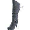 image:imageTOP Moda Womens Page65 Knee High Round Toe LaceUp Slouched High Heel BootsGrey10