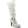 image:imageTOP Moda Womens Page65 Knee High Round Toe LaceUp Slouched High Heel BootsPremier White