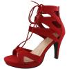 image:imageTOP Moda Womens Pebble2 Gladiator Lace Up Bootie SandalsRed