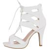 image:imageTOP Moda Womens Pebble2 Gladiator Lace Up Bootie SandalsWhite