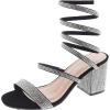 image:imageTOP Moda Womens Rhinestone Strappy Spiral Ankle Strap Low Chunky Block Heel SandalsBlack Rhinestone