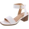 image:imageTruFox Womens Chunky Block Low Heel Ankle Strap Open Toe Dress SandalWhite