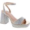 image:imageWomen Open Toe Rhinestone Platform Chunky Block heel Sandal with Ankle StrapGold Metallic Rhinestone