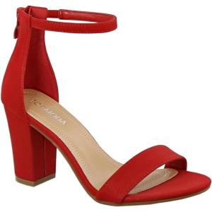 image:imageOver the Toe Strap Ankle Wrap Strap Heel Open Toe Medium Heel Red 8