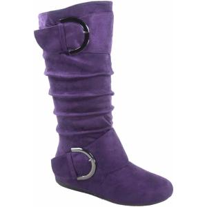image:imageTOP Moda Bank81 Womens Fashion Round Toe Flat Heel Zipper Buckle Slouchy MiPurple Sv