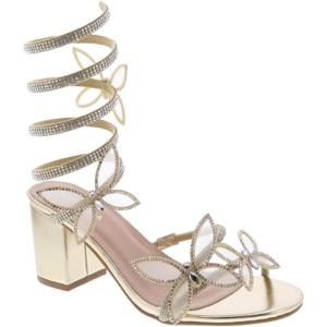 image:imageTOP Moda Diamond29 Womens Butterfly Spiral Coil Wrap Dressy Block Heel Sandal Nonslip sole Rhinestone High Heel Sandals For Wedding Party Prom Evening WearGold Metallic