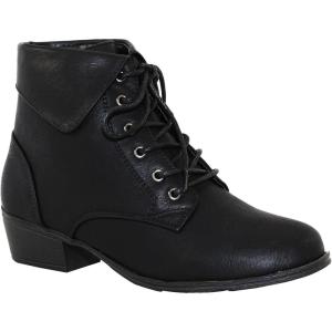 image:imageTOP Moda EC89 Womens Foldover Lace Up Low Chunky Heel Ankle BootiesBlack