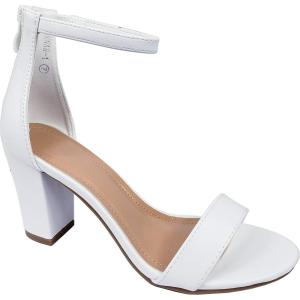 image:imageTOP Moda Gallery45 Ankle Strap Dressy High Heel Sandal Nonslip Sole For Wedding Party Prom Evening Wear or Any Occasion Sleek Style Block Heel SandalsWhite
