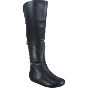 image:imageTOP Moda Night76 Womens Mid Calf Round Toe Buckle Slouched Flat BootsBlack Lace