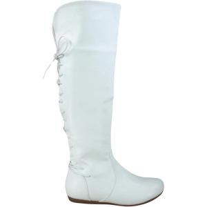 image:imageTOP Moda Night76 Womens Mid Calf Round Toe Buckle Slouched Flat BootsWhite Lace