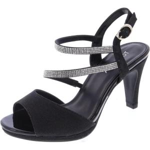 image:imageTOP Moda Shoes Women Stiletto Heels Open Peep Toe Ankle Strap Bling Rhinestone Glitter Pamela1Black