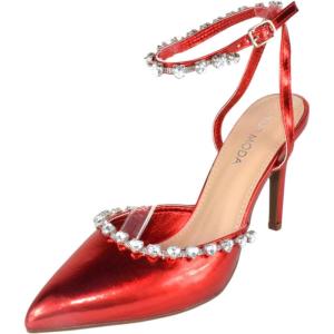 image:imageTOP Moda Shoes Women Stiletto High Heels PointedToe Ankle Strap Bling Rhinestone ParsonRed Metallic