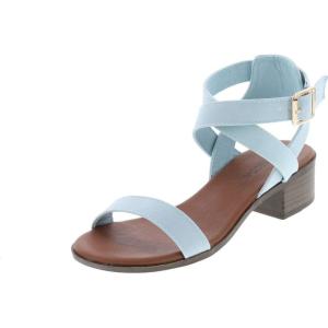 image:imageTOP Moda Vision75 Womens Ankle Wrap Adjustable Buckle Stacked Chunky Heel SandalLight Blue