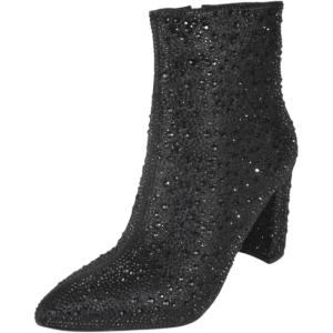 image:imageTOP Moda Women Ankle Boots Block High Heels Rhinestone Bling Glitter Short Booties Side Zipper PointedToe Brazil8Black