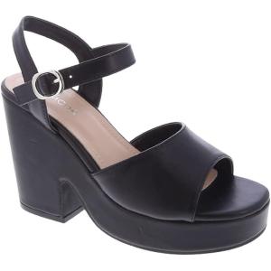 image:imageTOP Moda Women Open Toe Ankle Strap Platform Chunky Block High Heeled SandalsBlack Pu