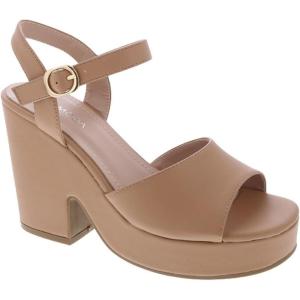 image:imageTOP Moda Women Open Toe Ankle Strap Platform Chunky Block High Heeled SandalsCamel Pu