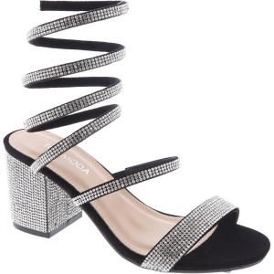 image:imageTOP Moda Women Rhinestone Coil Spiral Ankle Strap Block Heels SandalsBlack Rhinestone