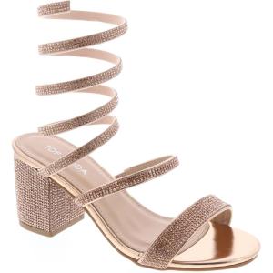 image:imageTOP Moda Women Rhinestone Coil Spiral Ankle Strap Block Heels SandalsRose Gold Rhinestone