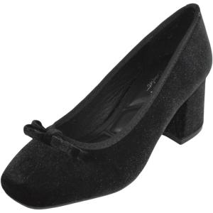 image:imageTOP Moda Women Velvet Block Heel Pumps Classic Square Toe Dress Shoes Bow ELBA88Black Velvet