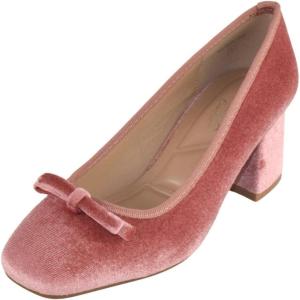image:imageTOP Moda Women Velvet Block Heel Pumps Classic Square Toe Dress Shoes Bow ELBA88Mauve Velvet