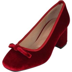 image:imageTOP Moda Women Velvet Block Heel Pumps Classic Square Toe Dress Shoes Bow ELBA88Red Velvet