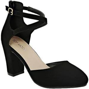 image:imageTOP Moda Womens Chunky Block Heels Closed Toe Ankle Strap Pumps Dress ShoesBlack