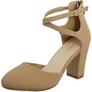 image:imageTOP Moda Womens Closed Toe Ankle Strap Low Heel SandalTan Nub