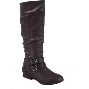 image:imageTOP Moda Womens Coco20 Knee High Round Toe Buckle Slouched Riding Flat BootsBrown