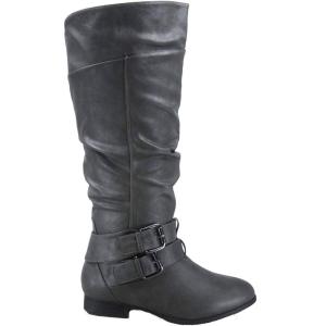 image:imageTOP Moda Womens Coco20 Knee High Round Toe Buckle Slouched Riding Flat BootsGrey