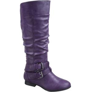 image:imageTOP Moda Womens Coco20 Knee High Round Toe Buckle Slouched Riding Flat BootsPurple