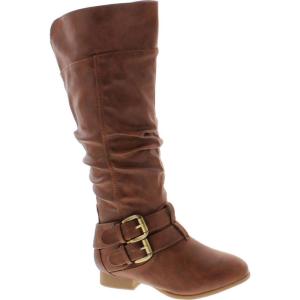 image:imageTOP Moda Womens Coco20 Knee High Round Toe Buckle Slouched Riding Flat BootsTan