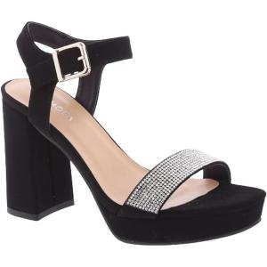 image:imageTOP Moda Womens Open Toe Chunky High Heel Ankle Strap Rhinestone Platform SandalsBlack Nub Rhinestone