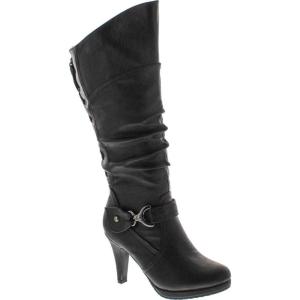 image:imageTOP Moda Womens Page65 Knee High Round Toe LaceUp Slouched High Heel BootsBlack