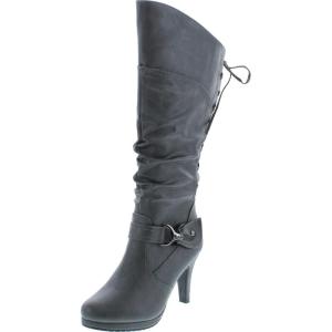 image:imageTOP Moda Womens Page65 Knee High Round Toe LaceUp Slouched High Heel BootsGrey10