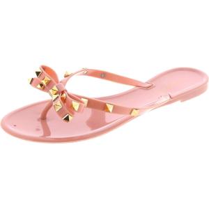 image:imageTOP Moda Womens Studded Jelly Flip Flops Sandals with BowBlush