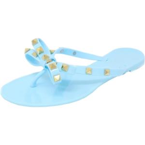 image:imageTOP Moda Womens Studded Jelly Flip Flops Sandals with BowLight Blue