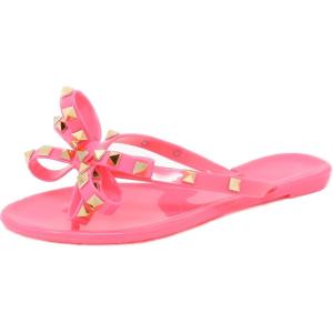 image:imageTOP Moda Womens Studded Jelly Flip Flops Sandals with BowPink