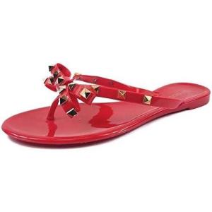 image:imageTOP Moda Womens Studded Jelly Flip Flops Sandals with BowRed