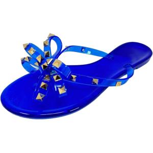 image:imageTOP Moda Womens Studded Jelly Flip Flops Sandals with BowRoyal Blue3