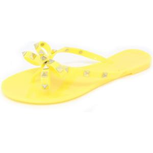 image:imageTOP Moda Womens Studded Jelly Flip Flops Sandals with BowYellow