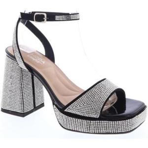 image:imageWomen Open Toe Rhinestone Platform Chunky Block heel Sandal with Ankle StrapBlack Nub Rhinestone