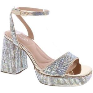 image:imageWomen Open Toe Rhinestone Platform Chunky Block heel Sandal with Ankle StrapGold Metallic Rhinestone