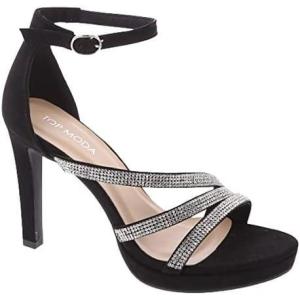 image:imageWomens Ankle Strap Open Toe High Stiletto Platform Dress Pump Heel SandalsBlack Nub