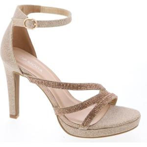 image:imageWomens Ankle Strap Open Toe High Stiletto Platform Dress Pump Heel SandalsRose Gold Glitter