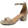 image:imageOver the Toe Strap Ankle Wrap Strap Heel Open Toe Block Heel 2 Low Champagne 65