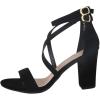image:imageTOP Moda Shoes Women Chunky Block High Heels Open Toe CrissCross Double Ankle Strap Back Zipper Beth8Black Nubuck