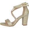 image:imageTOP Moda Shoes Women Chunky Block High Heels Open Toe CrissCross Double Ankle Strap Back Zipper Beth8Champagne Glitter