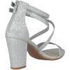 image:imageTOP Moda Shoes Women Chunky Block High Heels Open Toe CrissCross Double Ankle Strap Back Zipper Beth8Silver Glitter
