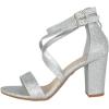 image:imageTOP Moda Shoes Women Chunky Block High Heels Open Toe CrissCross Double Ankle Strap Back Zipper Beth8Silver Glitter